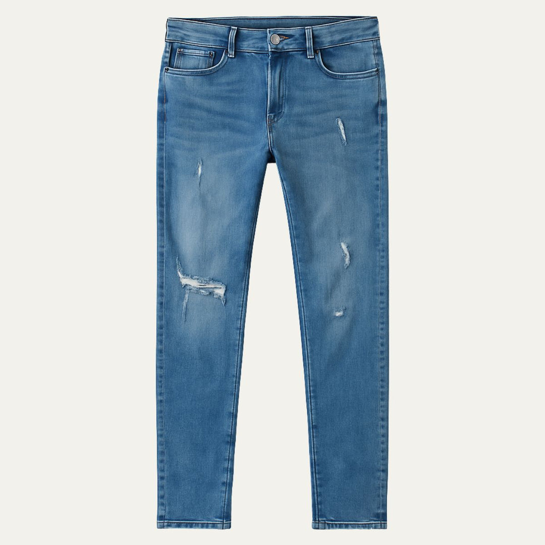 Mens Skinny Jeans Distressed Stretch Slim Fit