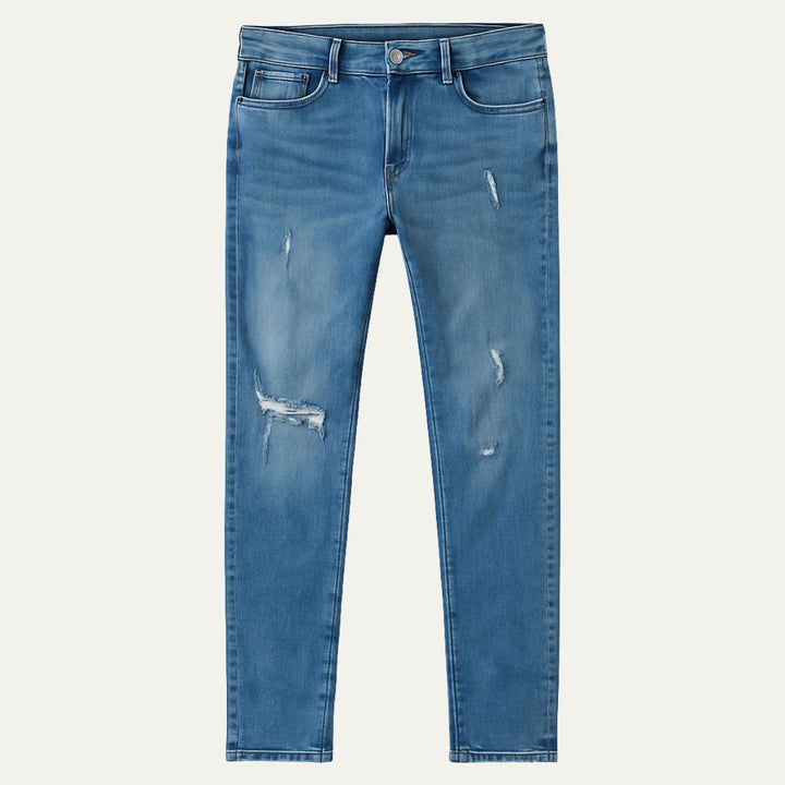 Mens Skinny Jeans Distressed Stretch Slim Fit