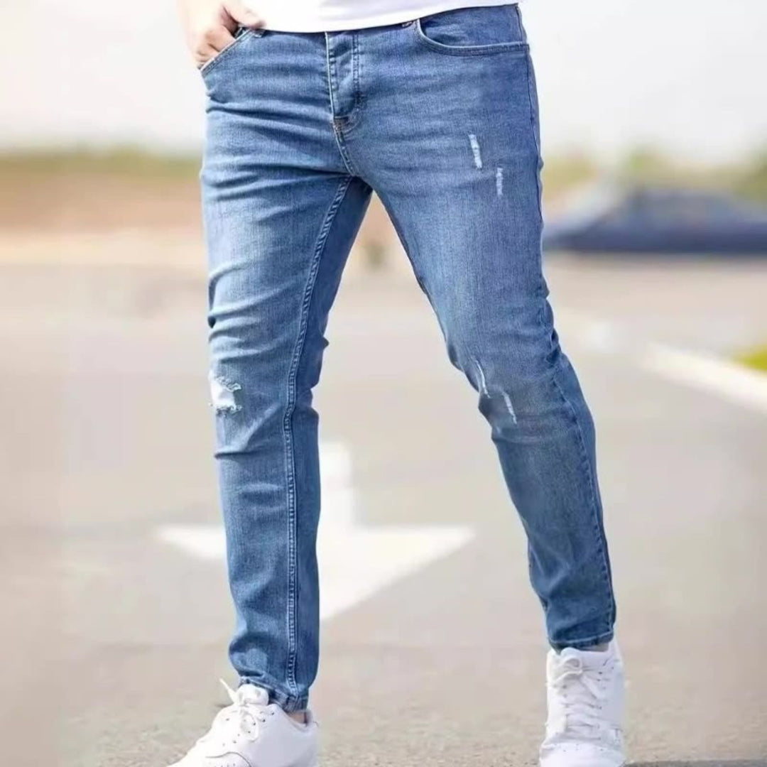 Mens Skinny Jeans Distressed Stretch Slim Fit - BritishMode