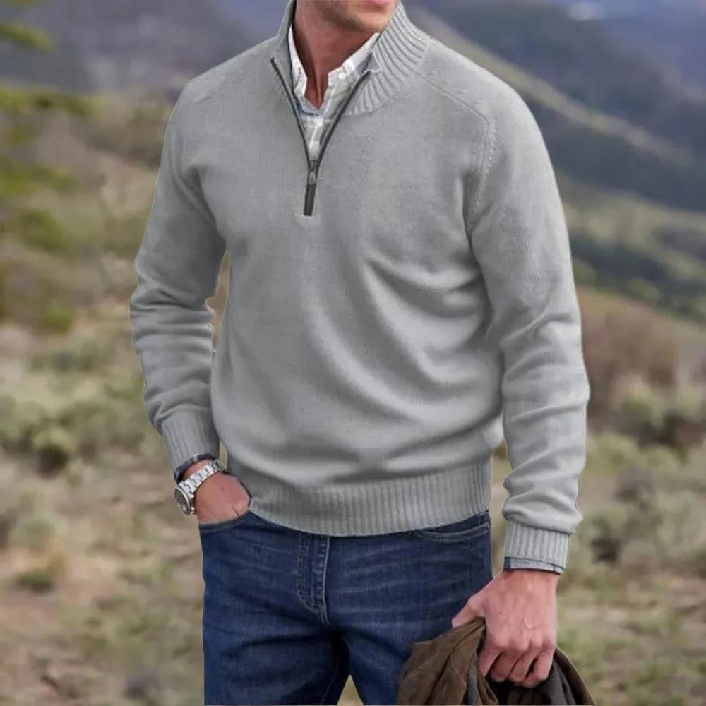 Mens Pullover Sweater Quarter Zip Classic Fit - BritishMode