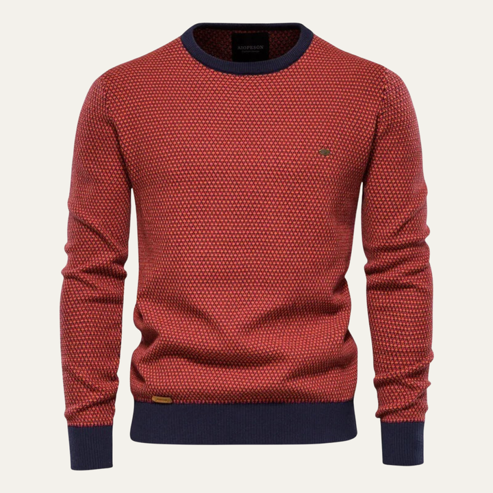 Mens Knit Jumper with Contrast Trim Winter Warm Fit