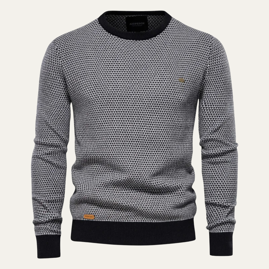 Mens Knit Jumper with Contrast Trim Winter Warm Fit