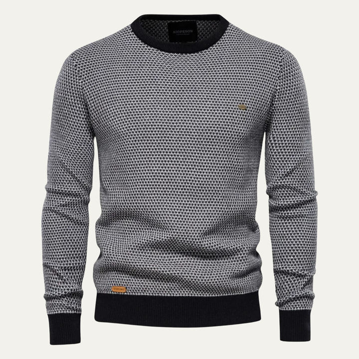 Mens Knit Jumper with Contrast Trim Winter Warm Fit