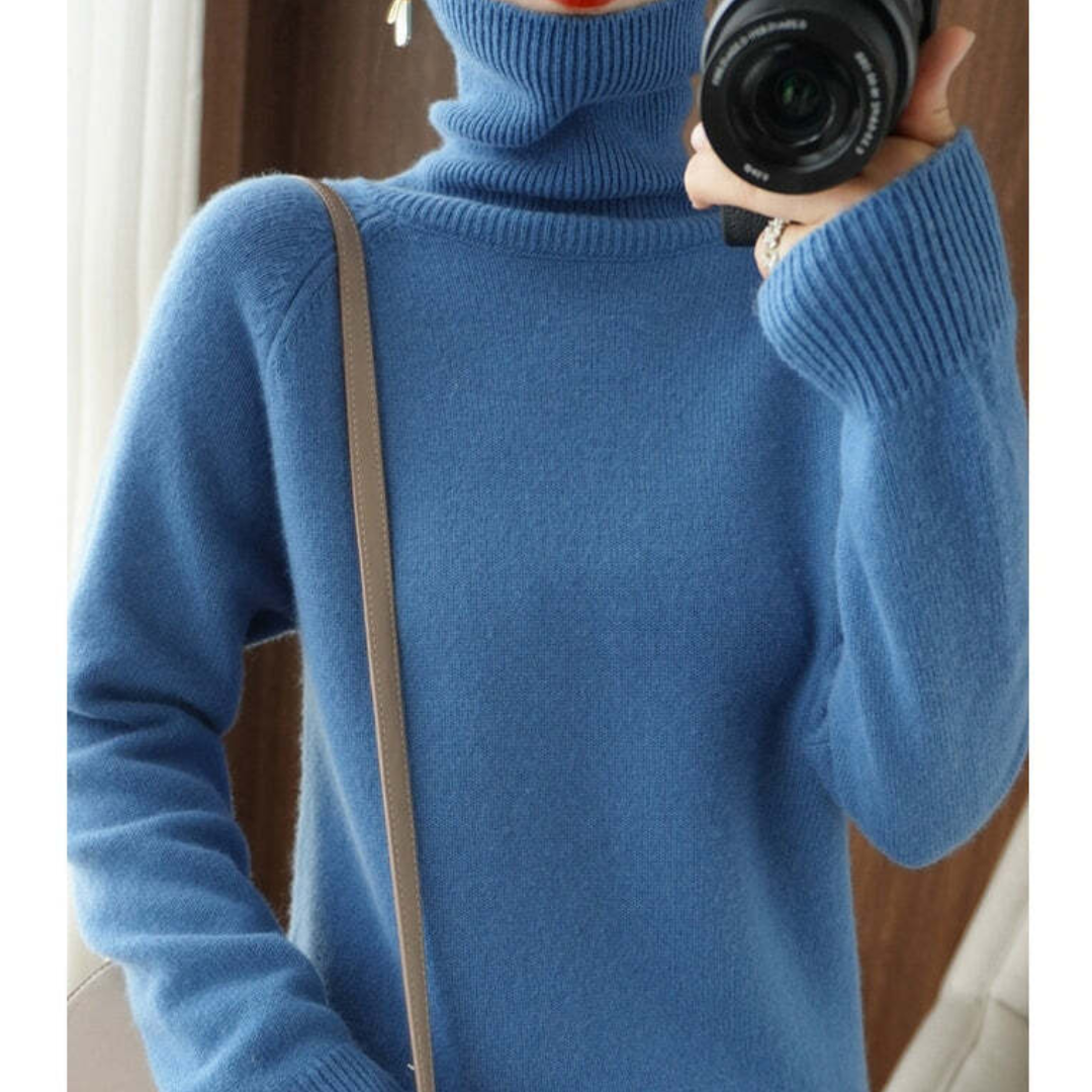 Womens Long Sleeve Sweater with Turtleneck Elegant Fit