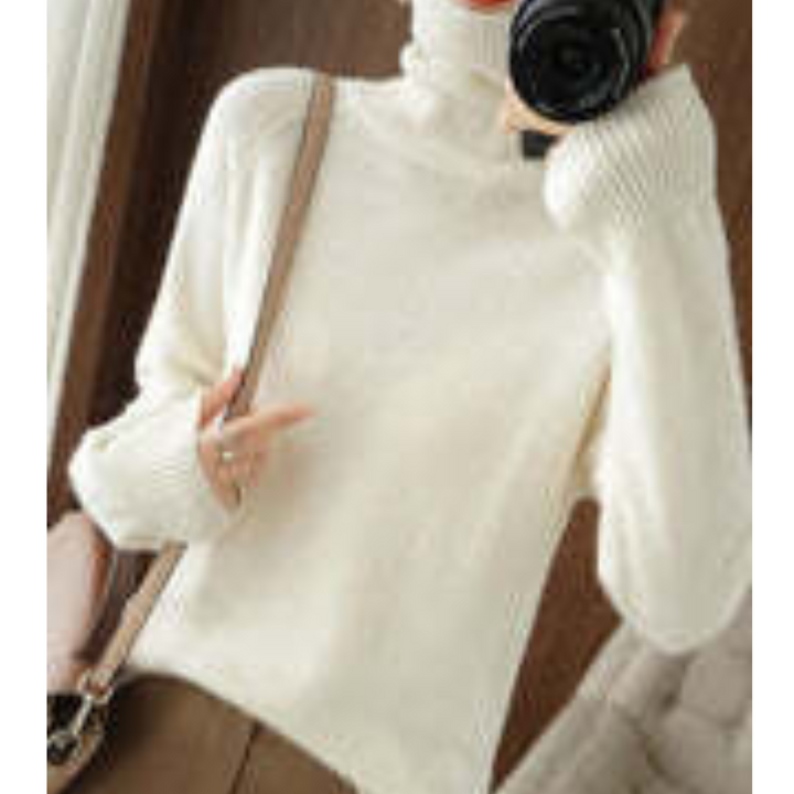 Womens Long Sleeve Sweater with Turtleneck Elegant Fit