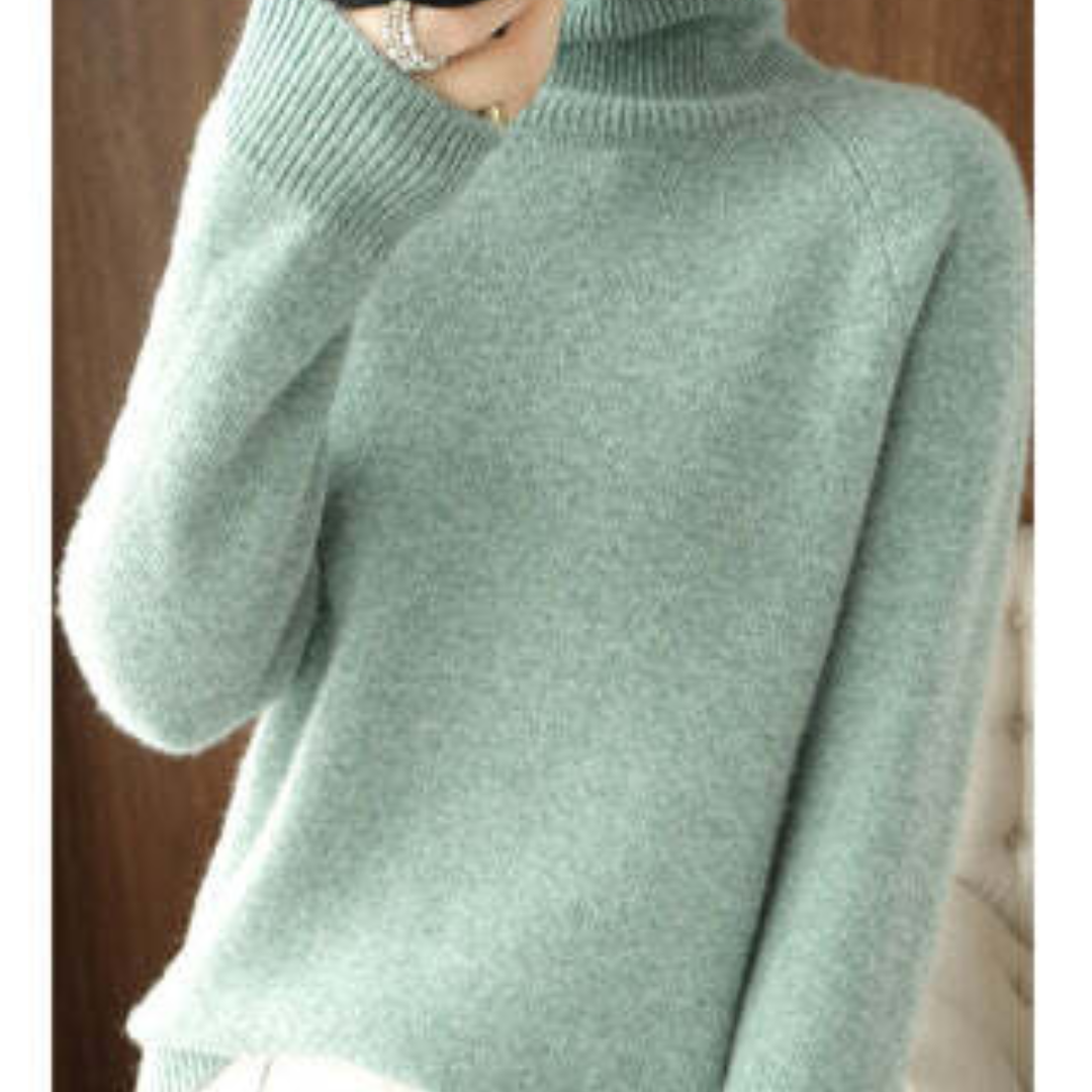 Womens Long Sleeve Sweater with Turtleneck Elegant Fit - BritishMode