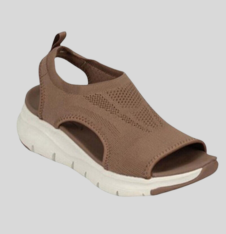 Womens Wedge Sandals Knit Upper Slip-On Open Toe