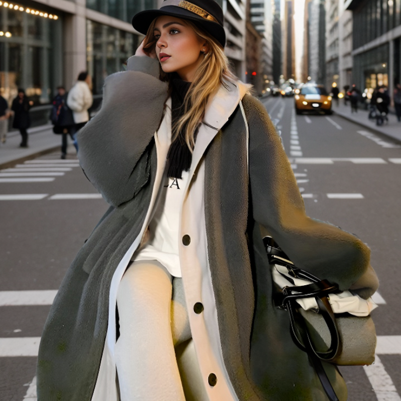 Womens Hooded Trench Jacket Warm Insulated