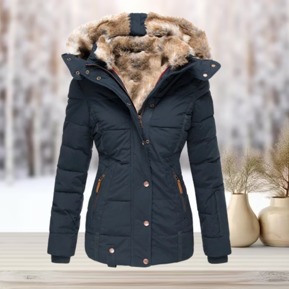 Womens Faux Fur Winter Jacket with Hooded Design