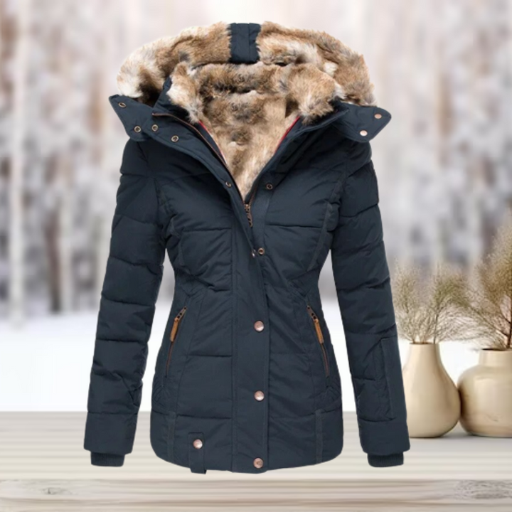 Womens Faux Fur Winter Jacket with Hooded Design