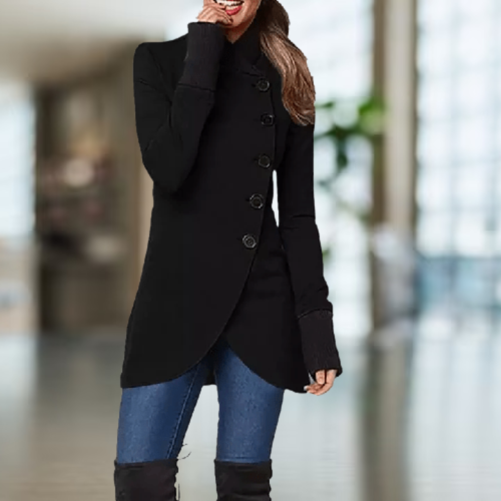 Womens Asymmetric Coat Wool Blend Comfortable Fit