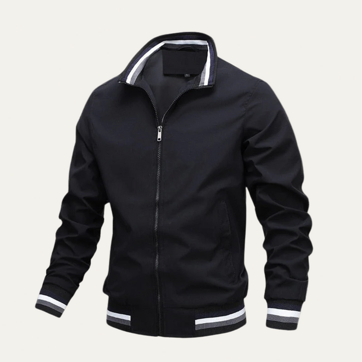 Mens Bomber Jacket Ribbed Trim Sporty Style