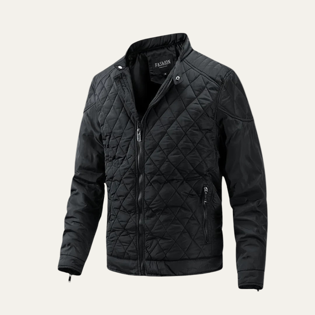 Mens Quilted Insulated Jacket with Stand Collar - BritishMode