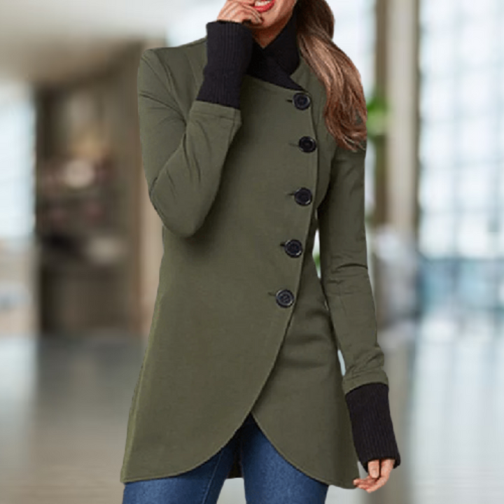 Womens Asymmetric Coat Wool Blend Comfortable Fit
