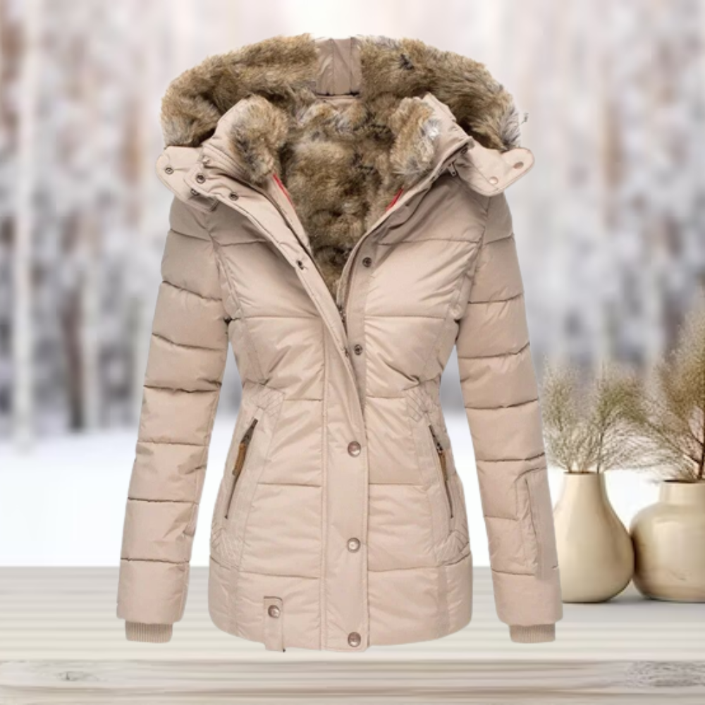Womens Faux Fur Winter Jacket with Hooded Design