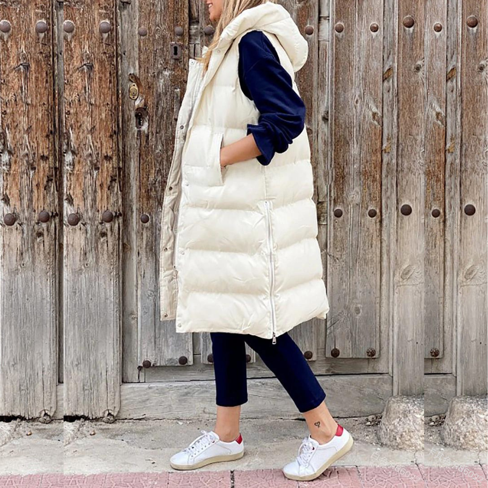 Womens Down Vest Hooded Warm Fit