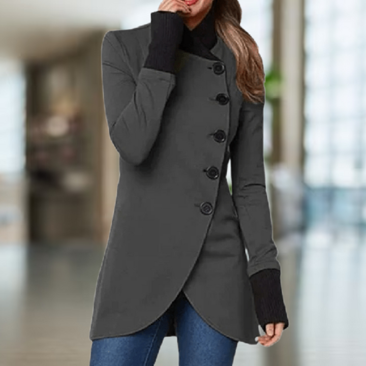 Womens Asymmetric Coat Wool Blend Comfortable Fit