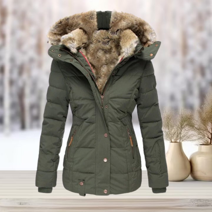 Womens Faux Fur Winter Jacket with Hooded Design