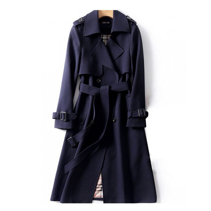 Womens Long Trench Coat with Belt Classic Fit