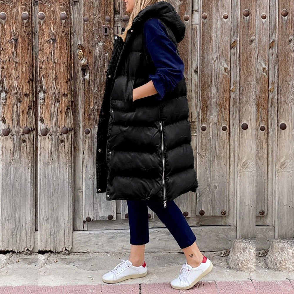Womens Down Vest Hooded Warm Fit