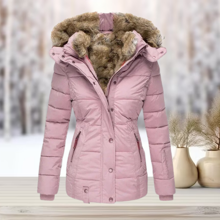Womens Faux Fur Winter Jacket with Hooded Design