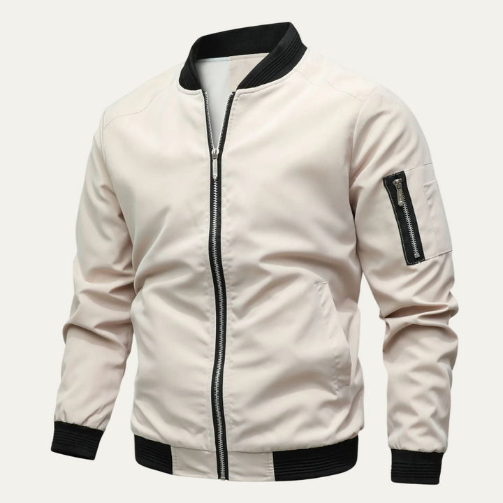 Mens Bomber Jacket Ribbed Collar Classic Fit - BritishMode