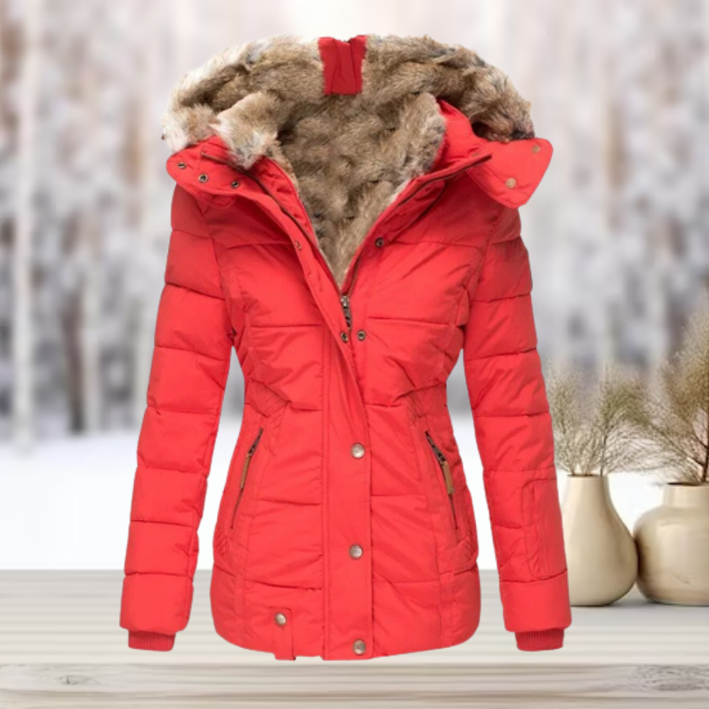 Womens Faux Fur Winter Jacket with Hooded Design
