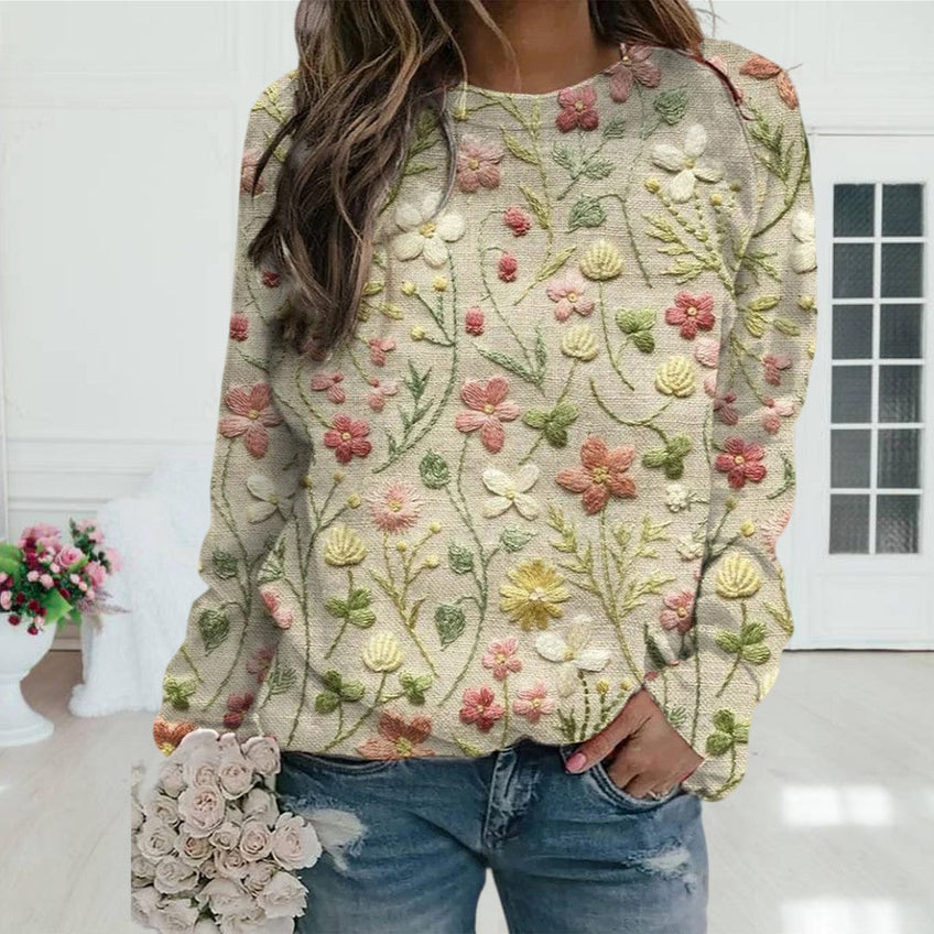 Womens Sweater with Daisy Floral Knit Design - BritishMode