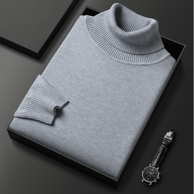 Mens Turtleneck Sweater Cashmere Cotton Blend