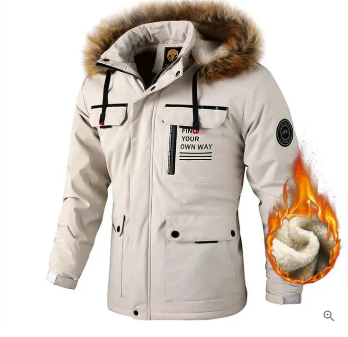 Mens Waterproof Winter Jacket Insulated Warm Fit