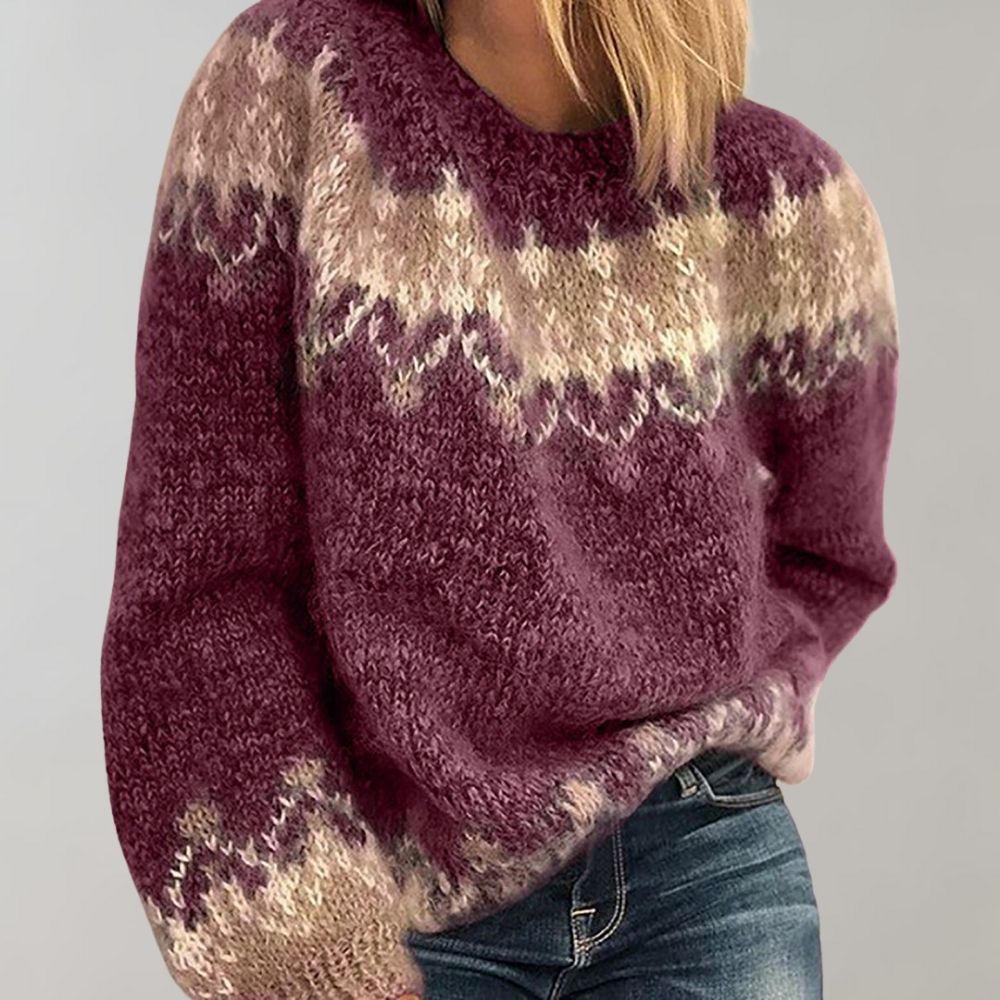 Womens Knit Sweater Cozy Round Neck Winter Style