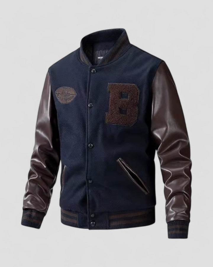 Mens Varsity Jacket Classic Fit Wool Blend