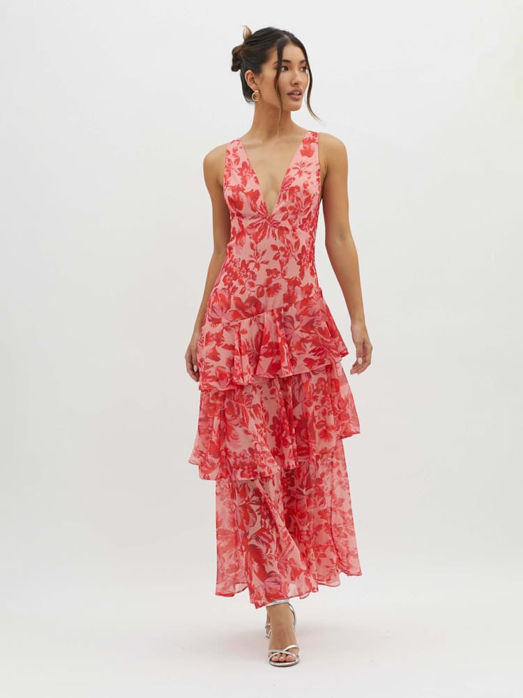 Womens Maxi Dress Floral Lightweight Elegant Fit - BritishMode