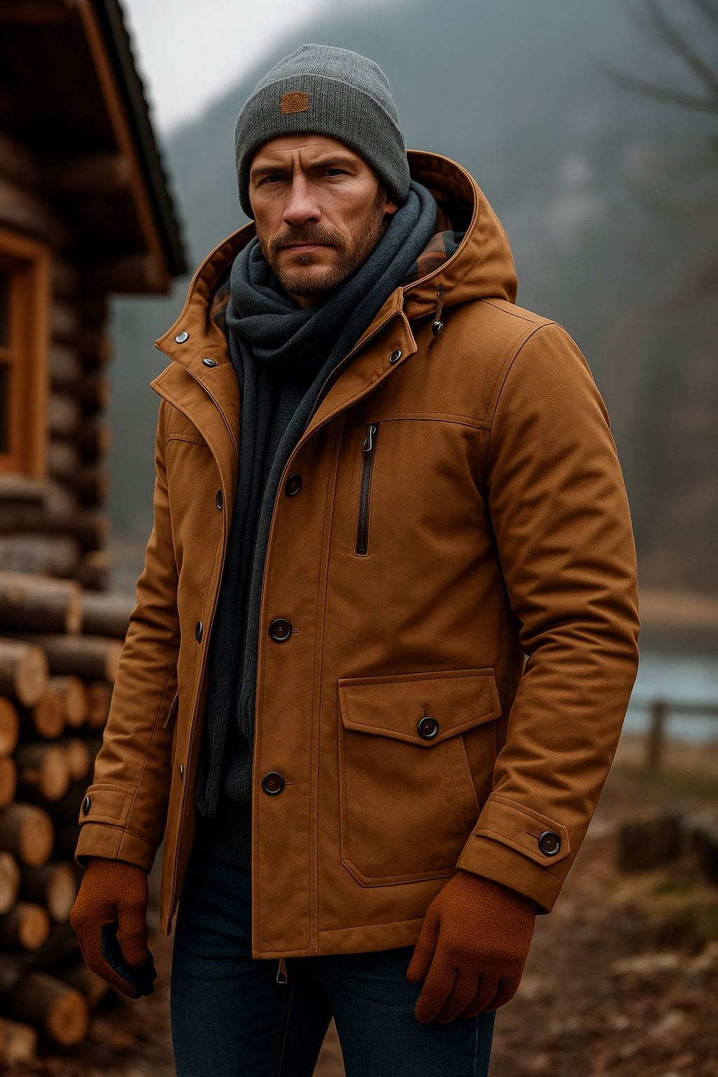 Mens Outdoor Parka Jacket with Hood Warm - BritishMode