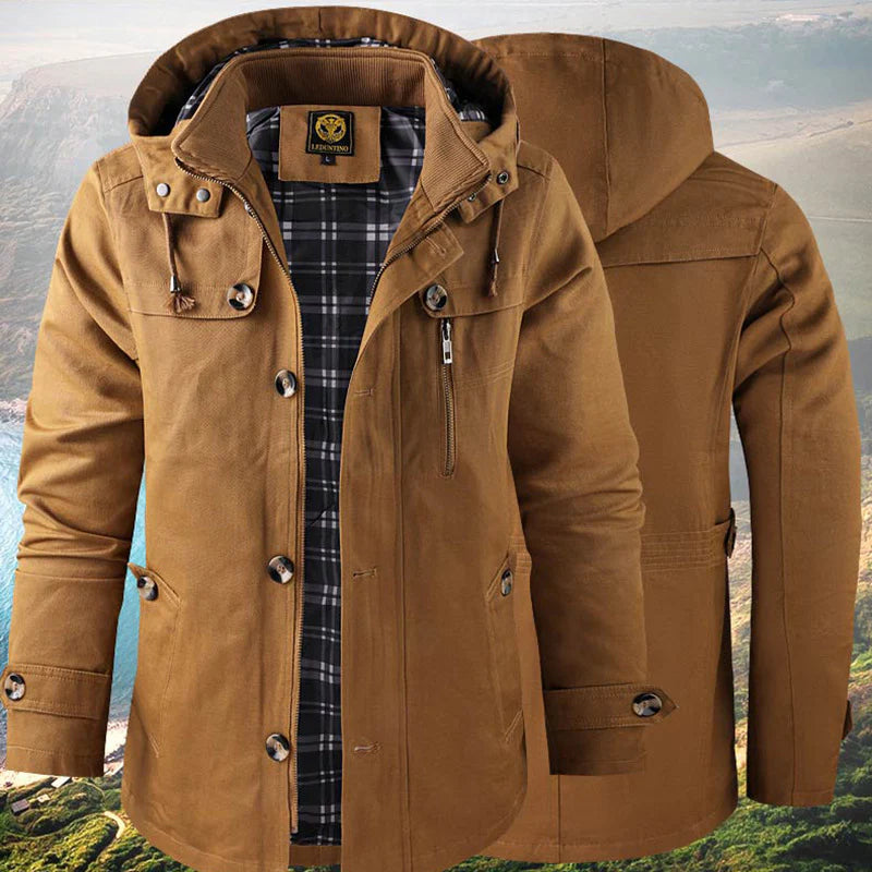 Mens Outdoor Parka Jacket with Hood Warm