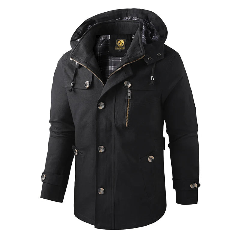 Mens Outdoor Parka Jacket with Hood Warm