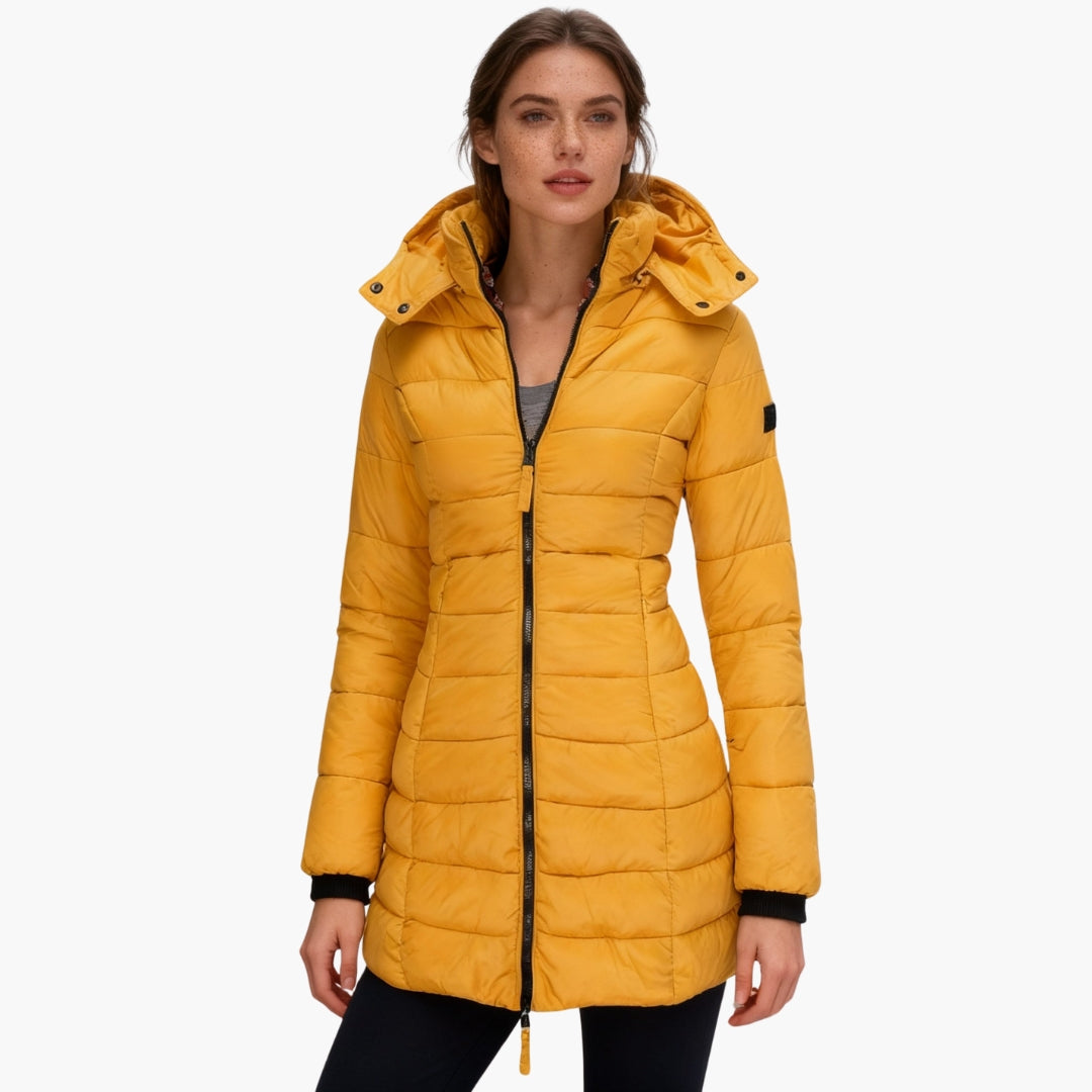 Womens Hooded Puffer Jacket Insulated Warm Fit