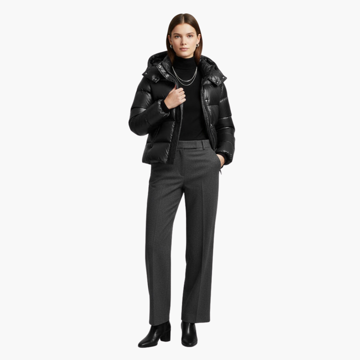 Womens Hooded Puffer Jacket Insulated Warm Fit