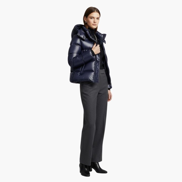 Womens Hooded Puffer Jacket Insulated Warm Fit
