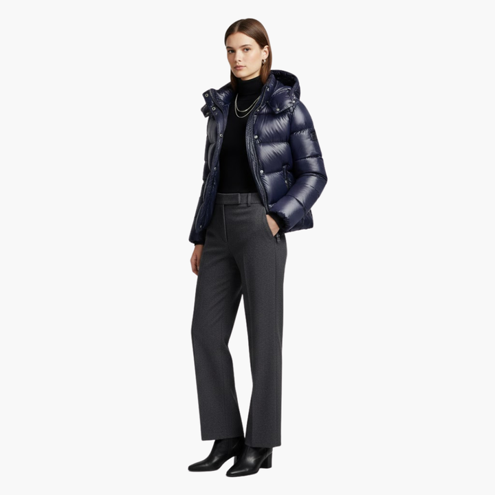 Womens Hooded Puffer Jacket Insulated Warm Fit