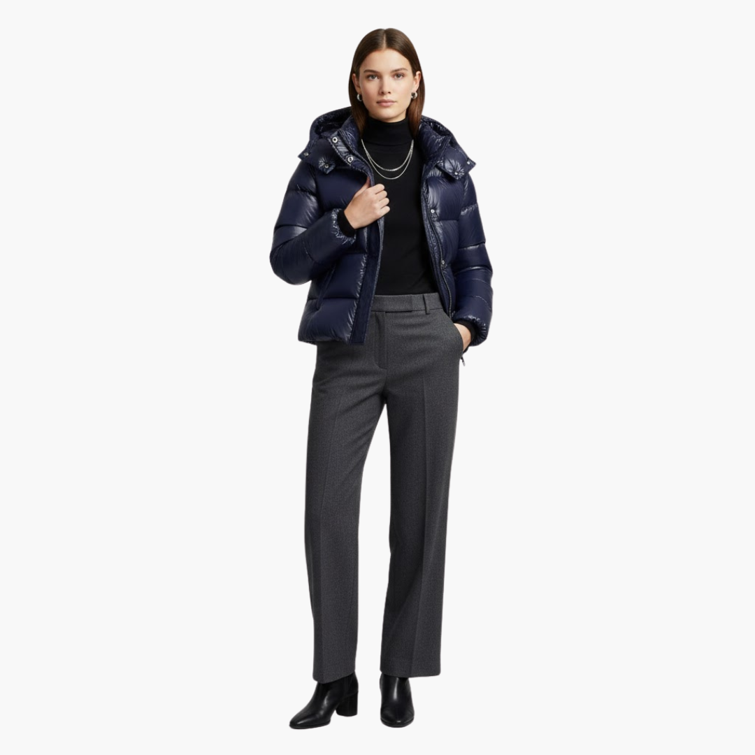 Womens Hooded Puffer Jacket Insulated Warm Fit