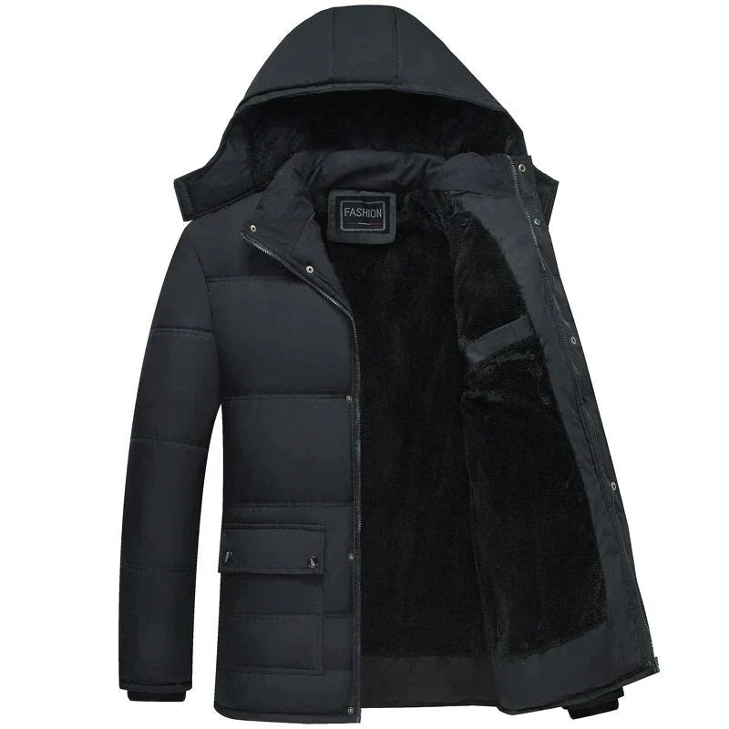 Mens Hooded Padded Jacket Insulated Warm Fit - BritishMode