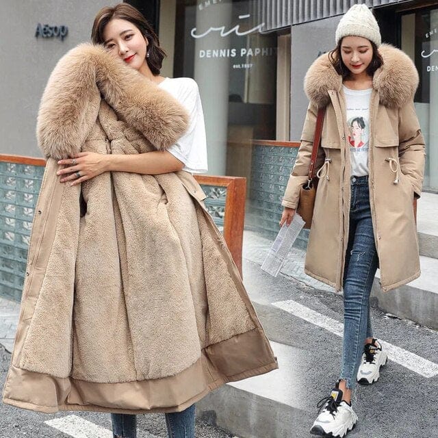 Womens Faux Fur Winter Coat Relaxed Fit