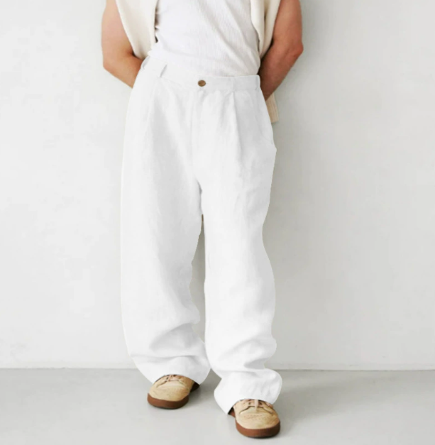 Mens Cotton Casual Pants Relaxed Fit