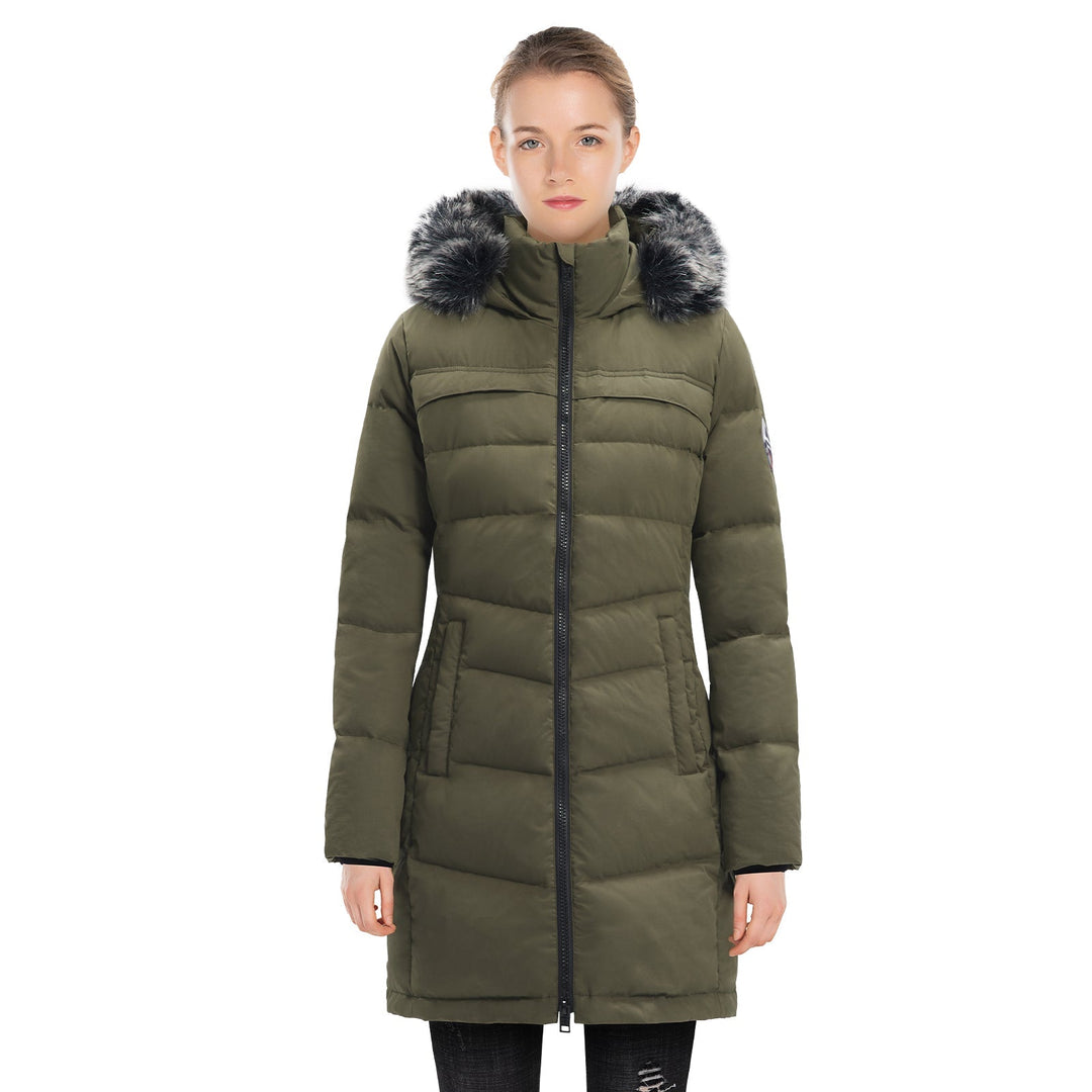 Womens Insulated Down Puffer Coat Waterproof Thick Parka - BritishMode