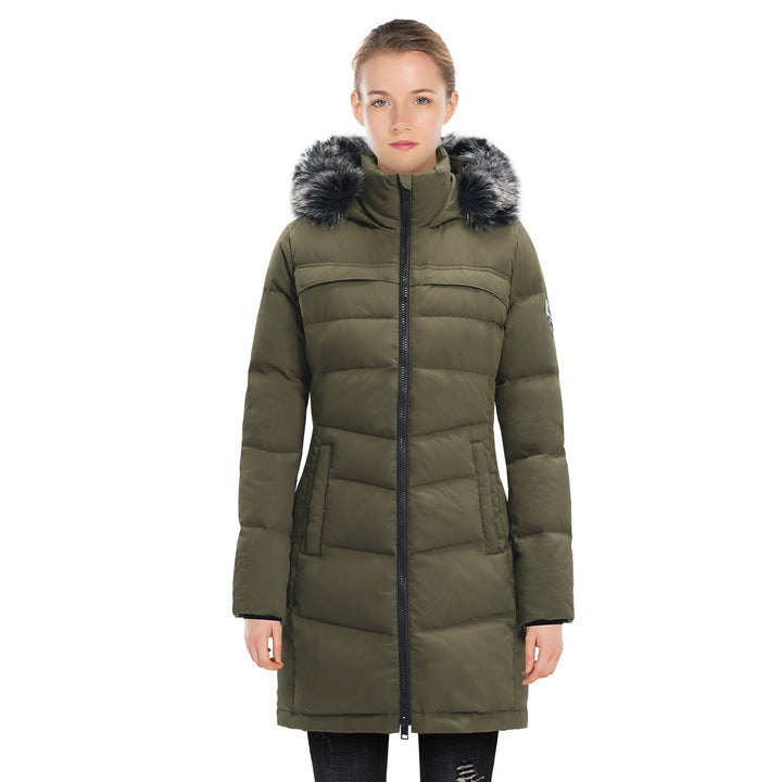 Womens Insulated Down Puffer Coat Waterproof Thick Parka - BritishMode