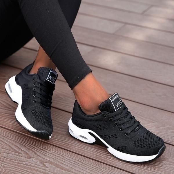Womens Orthopedic Trainers with Air Cushion Mesh Lace-Up