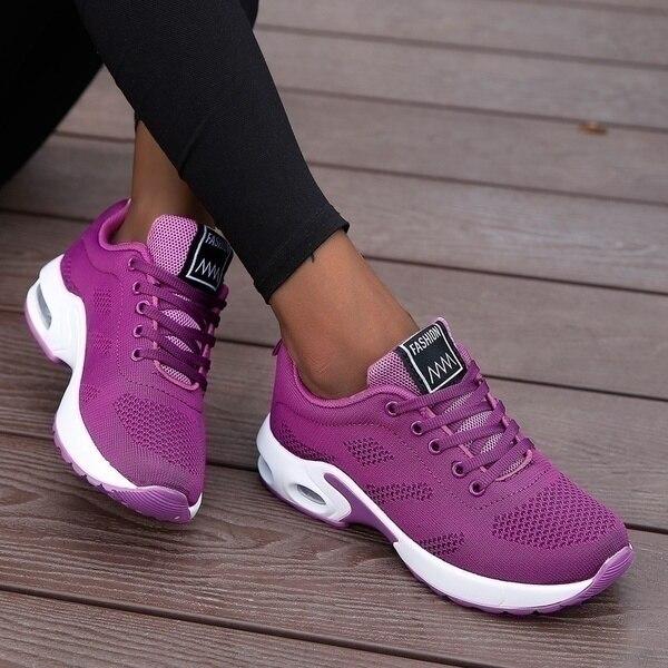Womens Orthopedic Trainers with Air Cushion Mesh Lace-Up