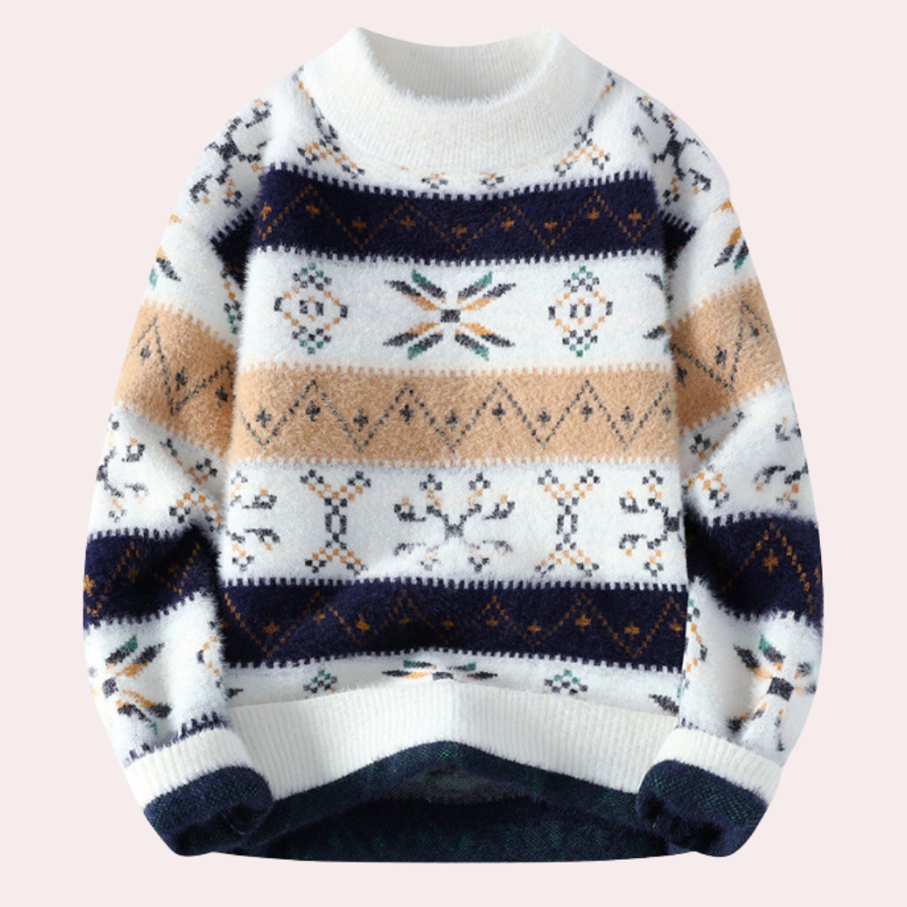 Mens Winter Sweater Wool Blend Patterned Regular Fit
