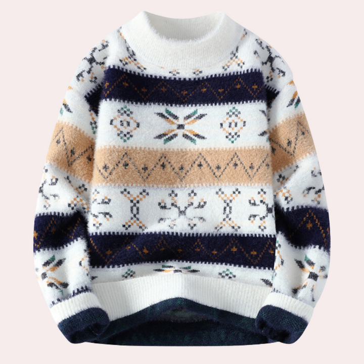 Mens Crew Neck Jumper Patterned Classic Fit